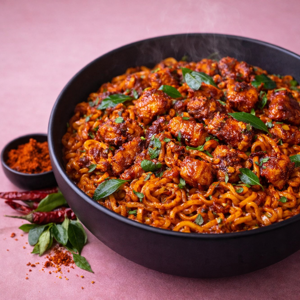 Chicken Ghee Roast Spicy Maggi